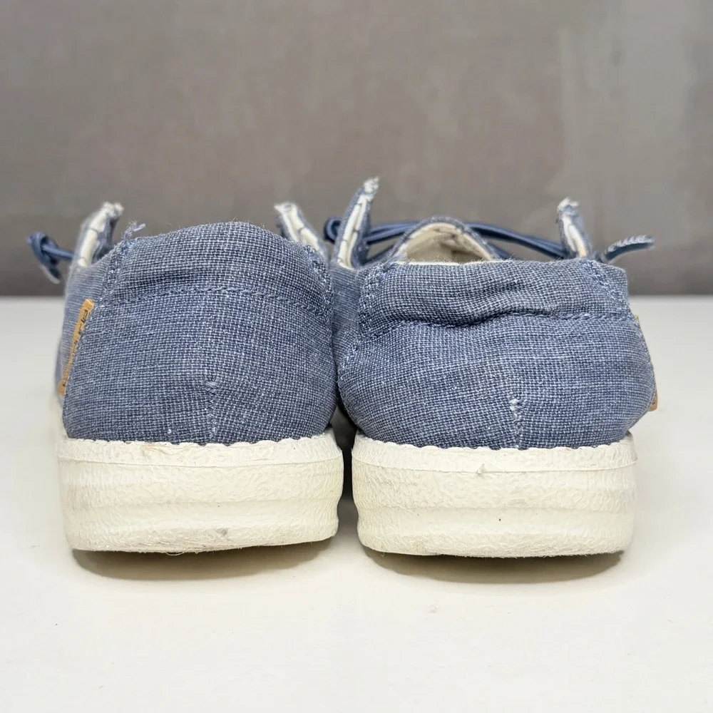 Hey Dude Wendy Youth Sparkling Denim Blue Loafers Shoes Sz K13 Slip On Washable